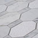 White 11x12 Polished Etched Hexagon Bianco Carrara Marble Mosaic Tile (5 pack, 4.66 sq ft/case)