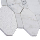 White 11x12 Polished Etched Hexagon Bianco Carrara Marble Mosaic Tile (5 pack, 4.66 sq ft/case)