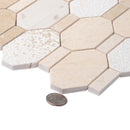 Beige 11x12 Polished Etched Hexagon Marble Mosaic Tile (5 pack, 4.66 sq ft/case) - Sample