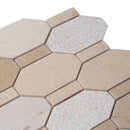 Beige 11x12 Polished Etched Hexagon Crema Marfil Marble Mosaic Tile (5 pack, 4.66 sq ft/case)