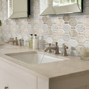 Beige 11x12 Polished Etched Hexagon Marble Mosaic Tile (5 pack, 4.66 sq ft/case) - Sample