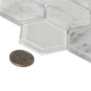 White 12x12 Polished Etched Hexagon Bianco Carrara Glass Marble Mosaic Tile (5 pack, 4.92 sq ft/case)