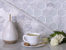White 12x12 Polished Etched Hexagon Glass Marble Mosaic Tile (5 pack, 4.92 sq ft/case) - Sample