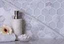White 12x12 Polished Etched Hexagon Bianco Carrara Glass Marble Mosaic Tile (5 pack, 4.92 sq ft/case)
