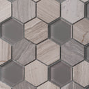 Gray 12x12 Polished Etched Hexagon Glass Marble Mosaic Tile (5 pack, 4.92 sq ft/case) - Sample