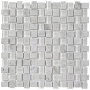 White 12x12 Polished Etched Brick Bianco Carrara Glass Marble Mosaic Tile (5 pack, 4.83 sq ft/case)