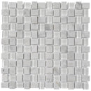 White 12x12 Polished Etched Brick Bianco Carrara Glass Marble Mosaic Tile (5 pack, 4.83 sq ft/case) by Apollo Tile