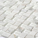 White 12x12 Polished Etched Brick Bianco Carrara Glass Marble Mosaic Tile (5 pack, 4.83 sq ft/case)