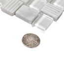 White 12x12 Polished Etched Brick Bianco Carrara Glass Marble Mosaic Tile (5 pack, 4.83 sq ft/case) by Apollo Tile