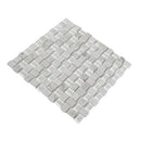 White 12x12 Polished Etched Brick Bianco Carrara Glass Marble Mosaic Tile (5 pack, 4.83 sq ft/case)
