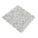 White 12x12 Polished Etched Brick Bianco Carrara Glass Marble Mosaic Tile (5 pack, 4.83 sq ft/case) by Apollo Tile
