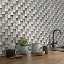 Gray 12x12 Polished Etched Brick Glass Marble Mosaic Tile (5 pack, 4.83 sq ft/case) - Sample