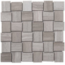 Wooden Grey 11x11 Polished Etched Brick Marble Mosaic Tile (5 pack, 4.13 sq ft/case)