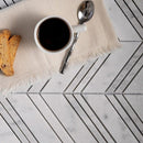 Gray White 13x13 Polished Etched Herringbone Marble Mosaic Tile (5 pack, 6.09 sq ft/case) - Sample