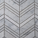 Gray White 13x13 Polished Etched Herringbone Marble Mosaic Tile (5 pack, 6.09 sq ft/case) - Sample