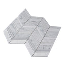 Gray White 13x13 Polished Etched Herringbone Bianco Carrara Marble Mosaic Tile (5 pack, 6.09 sq ft/case)