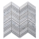 Gray White 13x13 Polished Etched Herringbone Marble Mosaic Tile (5 pack, 6.09 sq ft/case) - Sample