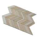 Beige 13x13 Polished Etched Herringbone Crema Marfil Marble Mosaic Tile (5 pack, 6.09 sq ft/case)