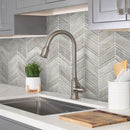 Wooden Grey 13x13 Polished Etched Herringbone Marble Mosaic Tile (5 pack, 6.09 sq ft/case)