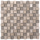 Wooden Grey Glass 12x12 Polished Etched Brick Marble Mosaic Tile (5 pack, 4.83 sq ft/case)