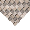 Wooden Grey Glass 12x12 Polished Etched Brick Marble Mosaic Tile (5 pack, 4.83 sq ft/case)