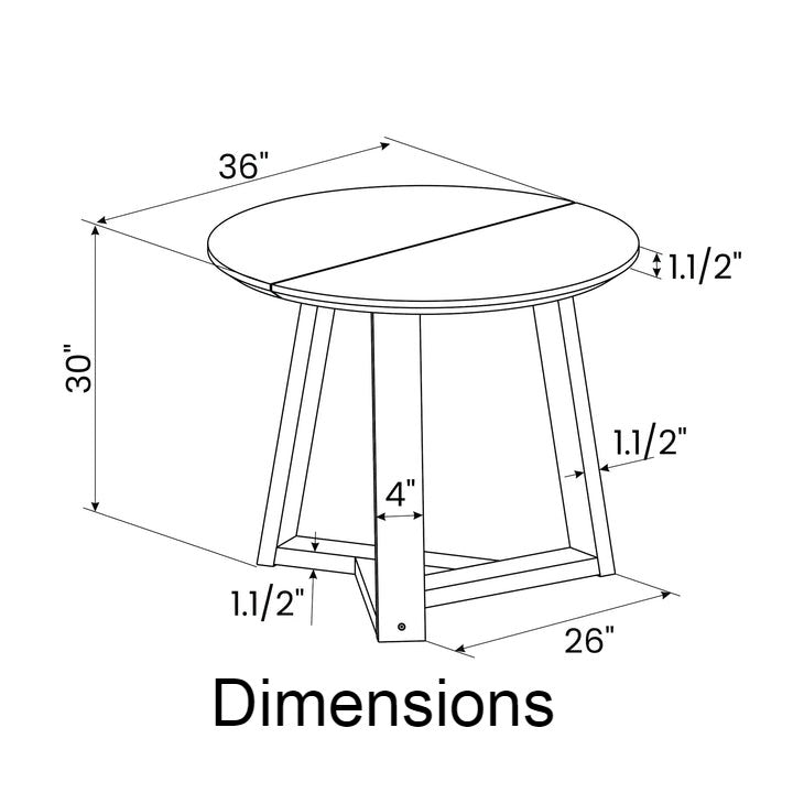 36 Inch Round Scandinavian Solid Wood Dining Table in Blonde, photo 5 of 5