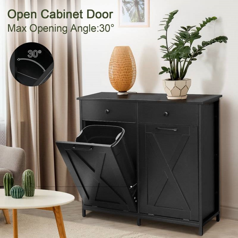 Black Multipurpose 2 Drawer / 2 Tilt Out 10gL Kitchen Laundry Trash/Recycle Storage, photo 3 of 3