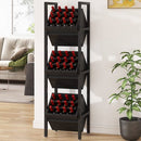 Black Industrial Farmhouse 3 Bin 36 Bottle Wine Rack Storage Display Shelf