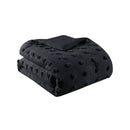 King/Cal King 3 Piece Pompom Microfiber Hypoallergenic Comforter Set in Black