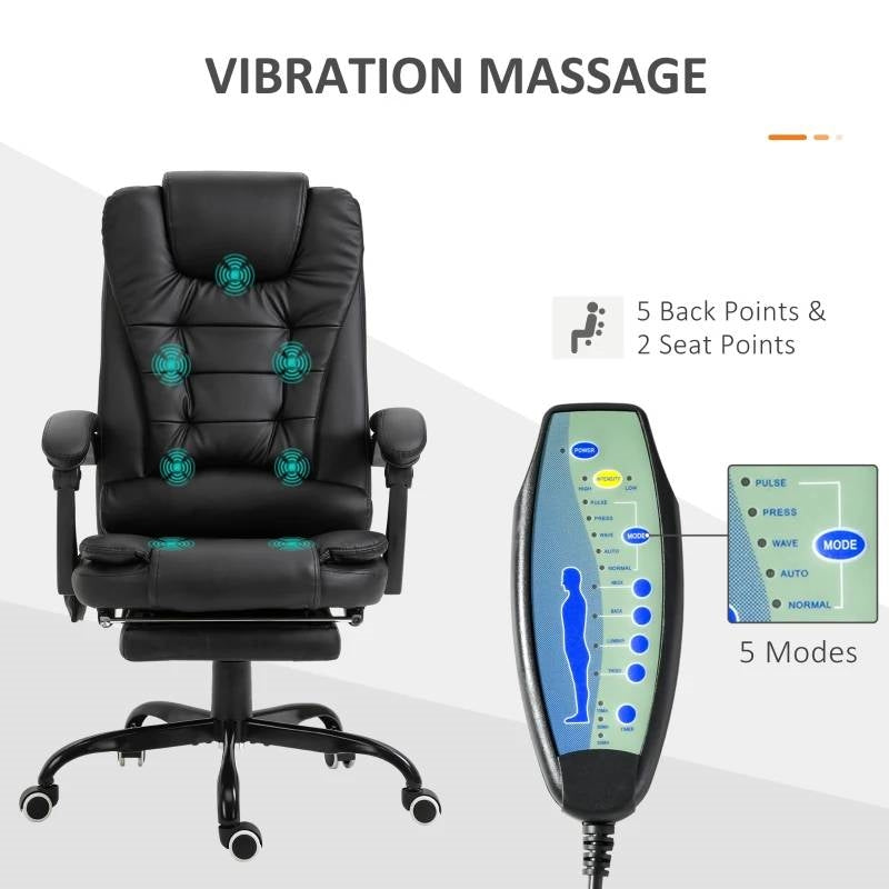 Black 7 Mode Vibrating High Back Executive Massage Adjustable Office Chair, photo 2 of 5