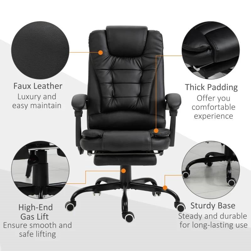 Black 7 Mode Vibrating High Back Executive Massage Adjustable Office Chair, photo 4 of 5