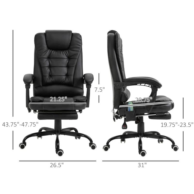 Black 7 Mode Vibrating High Back Executive Massage Adjustable Office Chair, photo 5 of 5