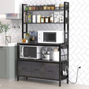 Black Metal Kitchen Baker's Rack 4-Shelves with Bottom Storage Cabinets
