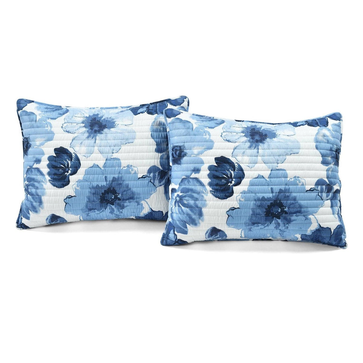 Full/Queen Blue Flowers Lightweight Polyester Microfiber Quilt Set, photo 4 of 4