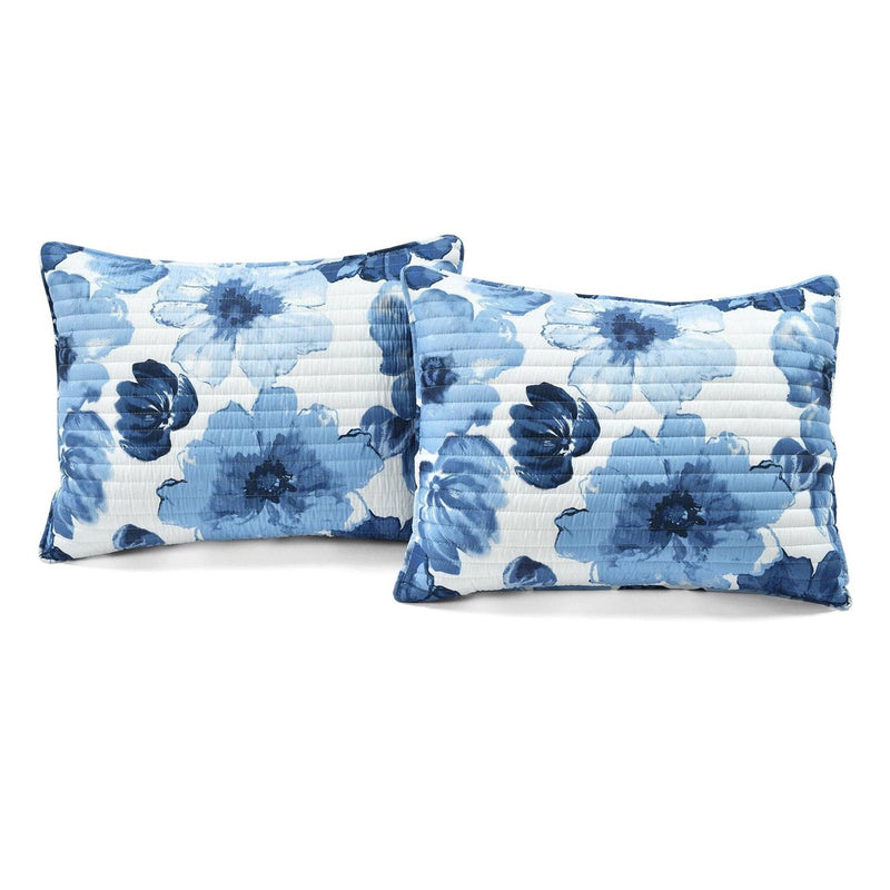 Full/Queen Blue Flowers Lightweight Polyester Microfiber Quilt Set, photo 4 of 4