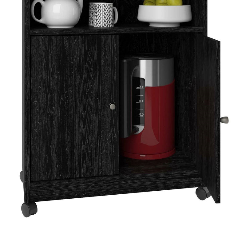 Black Utility Cart / Kitchen Microwave Cart with Casters, photo 5 of 5
