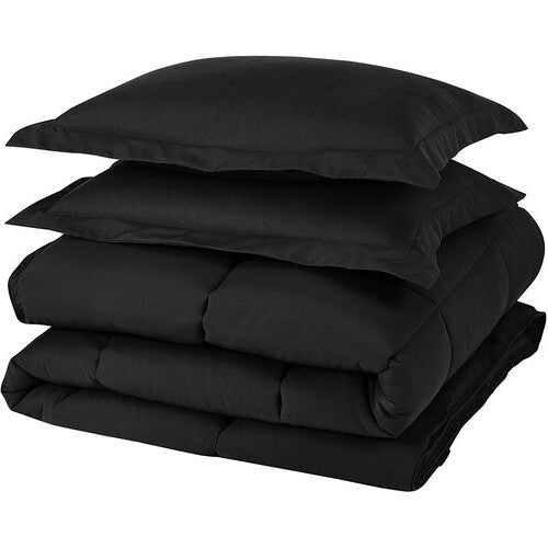 Queen Size Reversible Microfiber Down Alternative Comforter Set in Black, photo 3 of 4