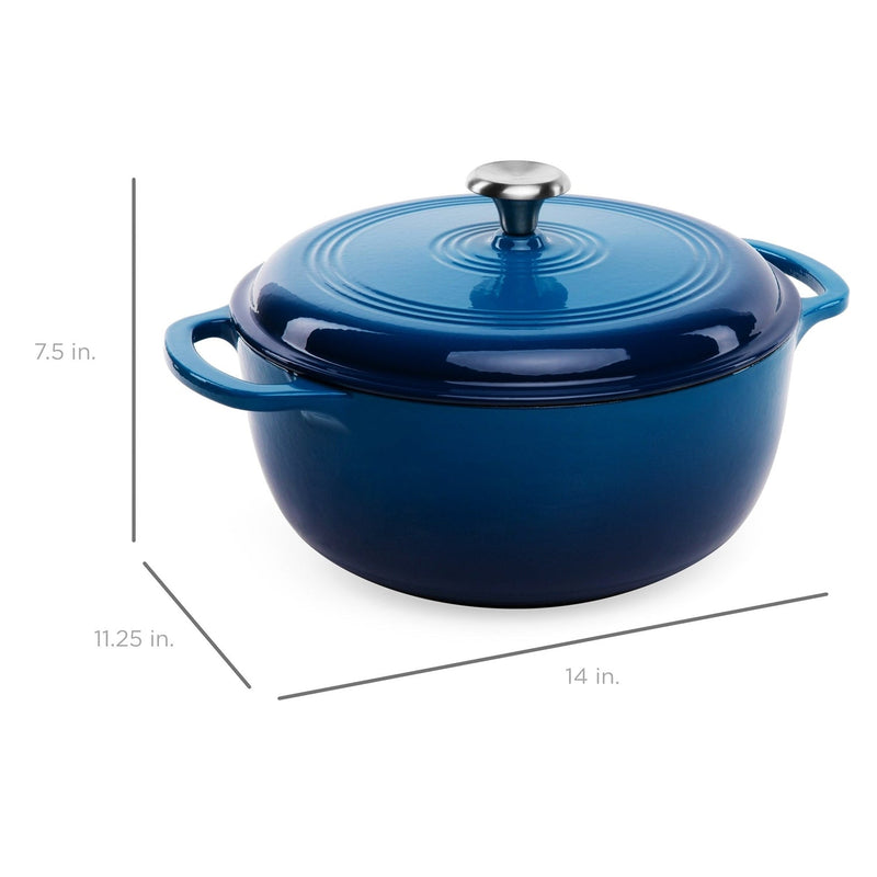 6 Quart Large Blue Enamel Cast-Iron Dutch Oven Kitchen Cookware, photo 4 of 4