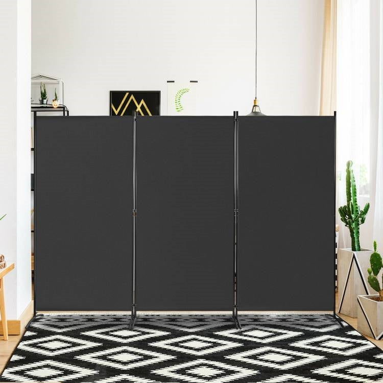 6-Ft Black 3-Panel Room Divider Screen with Steel Base and Heavy Duty Hinges, photo 3 of 5