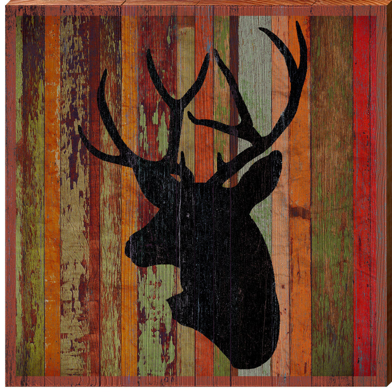 Black Deer Rustic | Wall Art Print on Real Wood