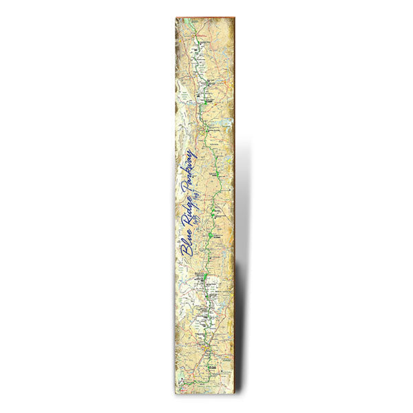 Blue Ridge Parkway Map Wooden Sign | Wall Art Print on Real Wood