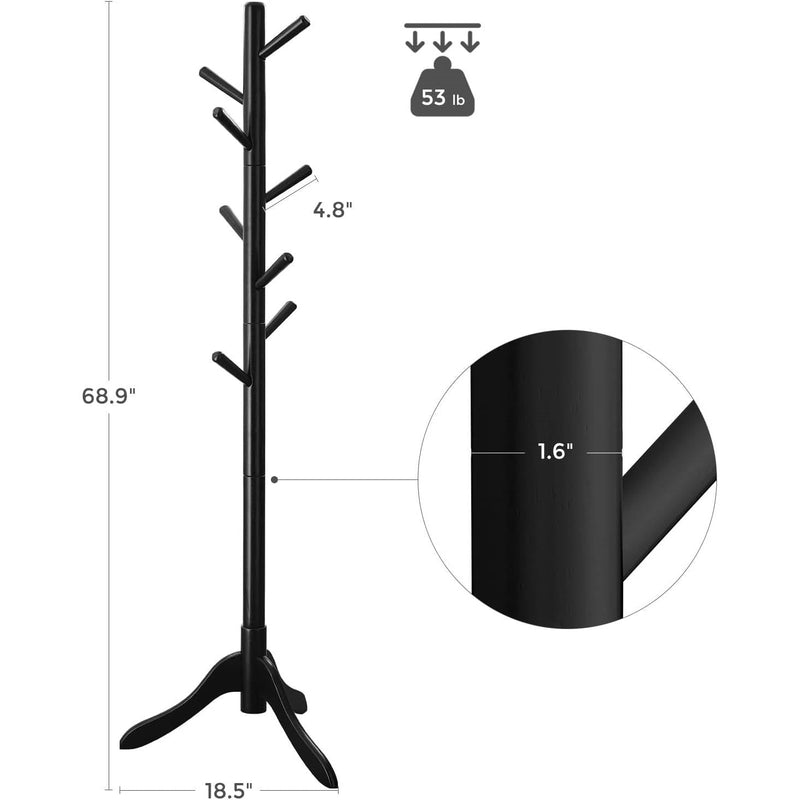 Space Saving Solid Wood Modern Coat Rack in Black Finish, photo 5 of 5