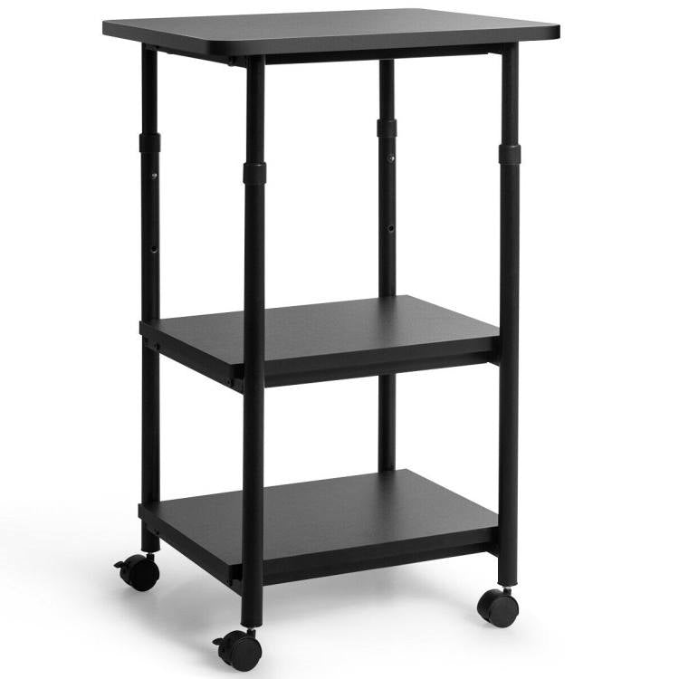 Black Multifunction Adjustable Height 3-tier Printer Stand on Wheels, photo 3 of 3