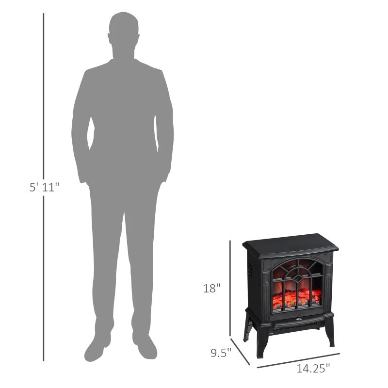 Black Electric Fireplace Heater with Realistic Log Flame LED, photo 3 of 3