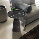 Natural White Marble Mushroom Sculptural Design Side End Table 21 Inches 15 Deep