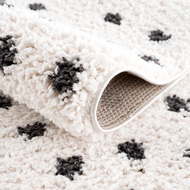 Chaia Dotted Black & White Plush Rug