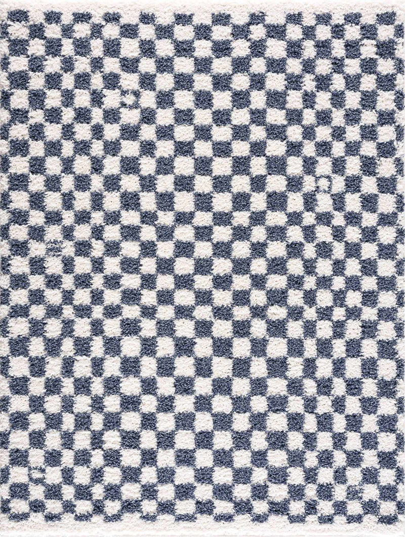 Kieu Blue & White Checkered Area Rug