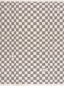 Kieu Taupe Checkered Plush Rug