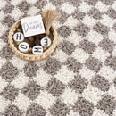 Kieu Taupe Checkered Plush Rug