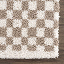 Kieu Taupe Checkered Shag Rug